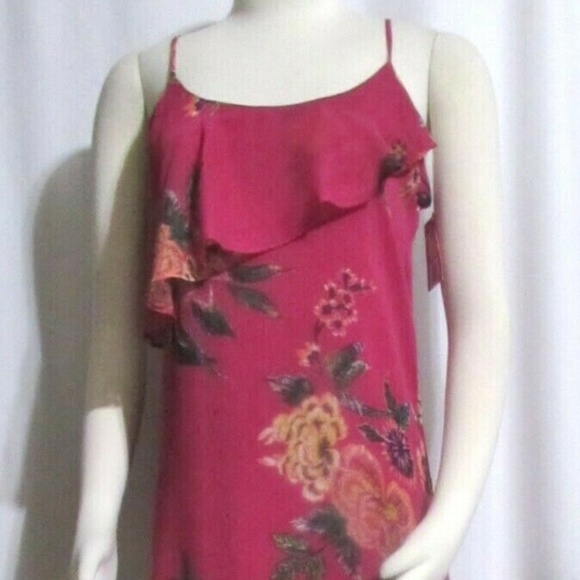 NWT Ladies XHILARATION Fuchsia Tiered Hem Dress S - Picture 1 of 6